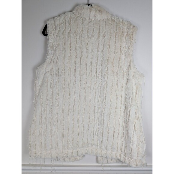 Sno Skins Women's Faux Fur Vest Jacket Fringe Tassels Size Large Ivory - Picture 8 of 10